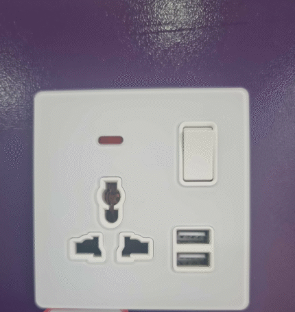 MF SWITCHED SOCKET WITH NEON+2USB A6-010